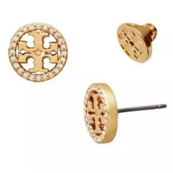 Tory Burch logo stud earrings Gold new - Picture 3 of 7